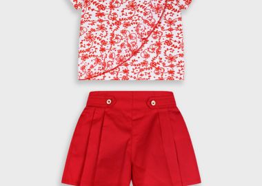 Σετ μπλούζα και σορτς για βρεφικό κορίτσι (6 - 24 μηνών) | ΚΟΚΚΙΝΟ - Energiers - 